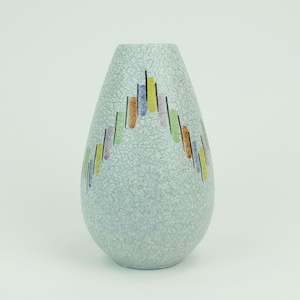 steuler mid century modern ceramic VASE 1950s drip glaze colorful pattern