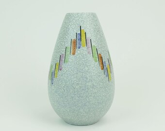 steuler mid century modern ceramic VASE 1950s drip glaze colorful pattern