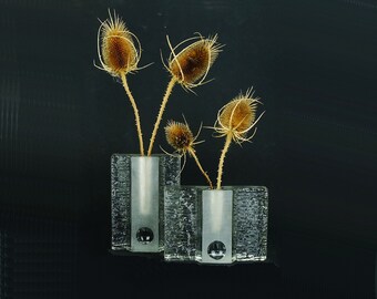 set of 2 solifleur BLOCK VASES walther glas 60s 70s op art arrangement vases