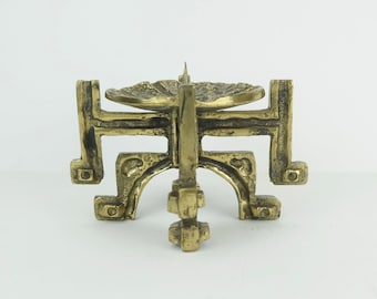 outstanding 1960s 70s mid century brutalist brass CANDLEHOLDER for one big candle