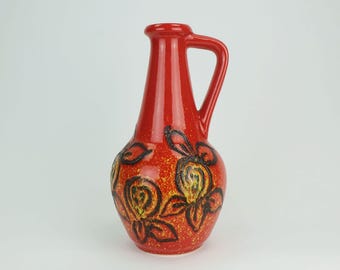 bay keramik 1960's 70's vintage VASE red yellow black lava pattern model 67 30