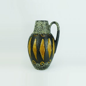 scheurich 1960s 70s VASE jug model 279-38 black and white fat lava abstract decor