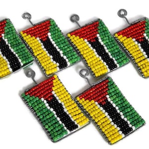 Set of 5 Mozambique Flag Beads and wire Zipper charm/ key holders. Your country flag 3x5cm (Approx). Theme party thank you gifts