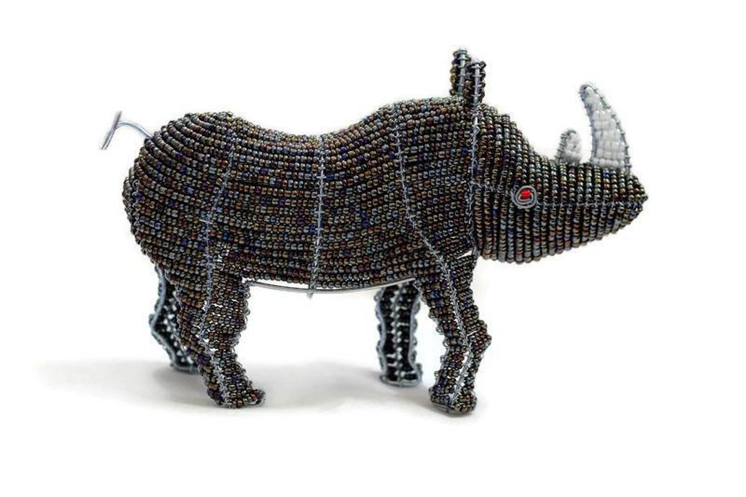 Beaded African Rhino Beads and Wire A Gift