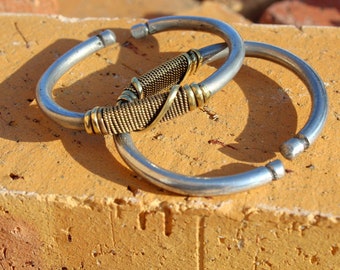 Set of 2 thick Wire and twisted Copper bangle, Healing Cuff Bracelet.  African handmade Unique birthday and thank you gifts. Ready to Ship