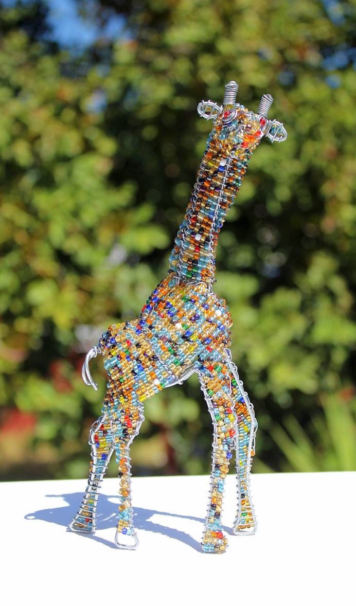 Beaded Giraffe Sculpture: Colorful African Animal Art Decor - Etsy