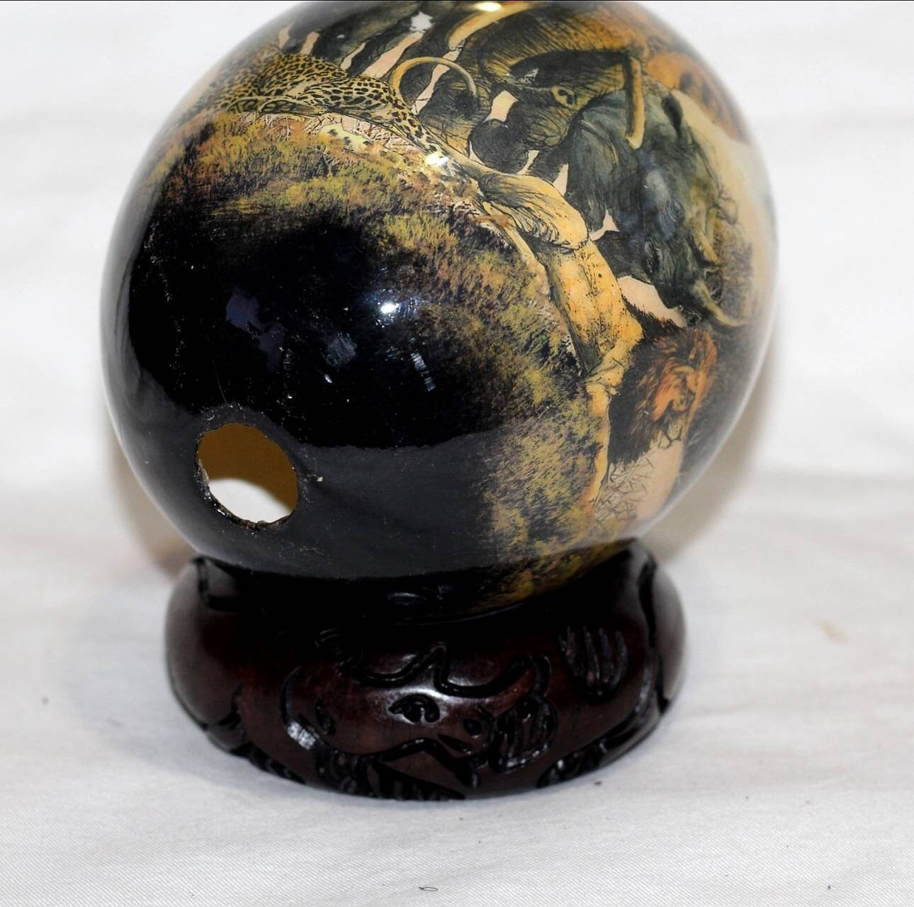 Decoupage Ostrich Egg With African Big 5 Animals Handpainted Etsy