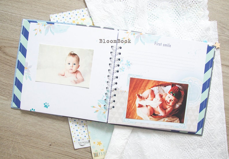 álbum de bebé personalizado, Libro de recuerdos de bebé personalizado para un niño el nacimiento hasta los 1 año, libro de registro de bebé imagen 6