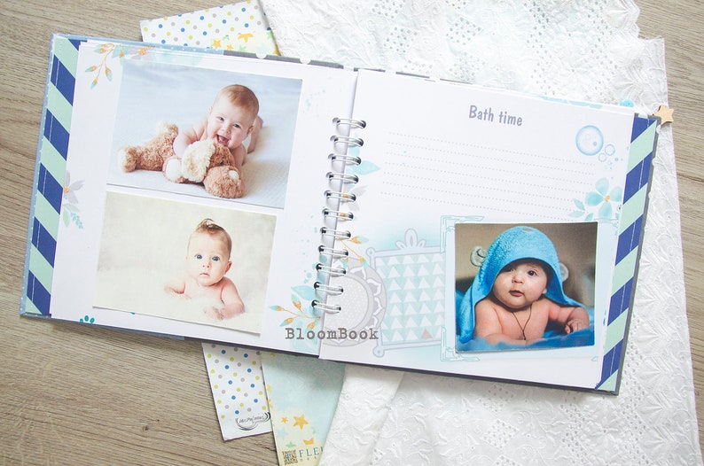 álbum de bebé personalizado, Libro de recuerdos de bebé personalizado para un niño el nacimiento hasta los 1 año, libro de registro de bebé imagen 7