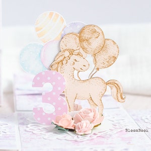 Exploderende doosmeisje, Eenhoorn, Explosiedoos Feestvarken, Doopsel, Doop, Eerste communie, Babyshower, Nieuwe babykaart handgemaakt, Fee