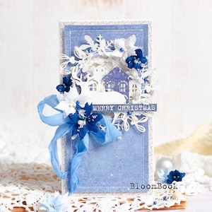 Handgemachte Weihnachtskarte | Frohes neues Jahr | Scrapbooking | Grußkarte | 3D | Weihnachtskarte | Kartenherstellung