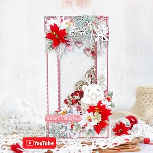 Biglietto shaker natalizio fatto a mano | Buon anno | Scrapbooking | Biglietto d'auguri | 3D | Carta di Babbo Natale | Creazione di carte