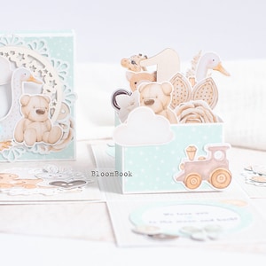 Exploderende doos verjaardag, Explosiedoos genderneutraal, Doopsel, Doop, Eerste communie, Babydoos, Nieuwe babykaart handgemaakt, Geldcadeau