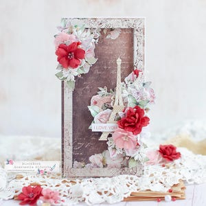 Handgefertigte Geburtstagskarte Eiffelturm, individuelle personalisierte Karte, Umschlag für Geldgeschenk, Umschlag für Gutschein, Scrapbook 3D-Karte, Paris-Karte