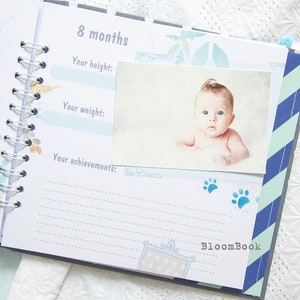 álbum de bebé personalizado, Libro de recuerdos de bebé personalizado para un niño el nacimiento hasta los 1 año, libro de registro de bebé imagen 5