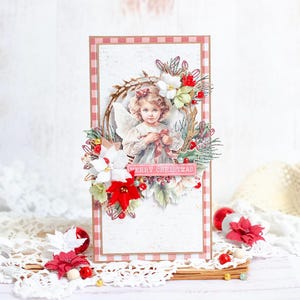 Cartolina di Natale fatta a mano | Buon anno | Scrapbooking | Biglietto d'auguri | 3D | Carta di Babbo Natale | Creazione di carte