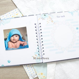 álbum de bebé personalizado, Libro de recuerdos de bebé personalizado para un niño el nacimiento hasta los 1 año, libro de registro de bebé imagen 4