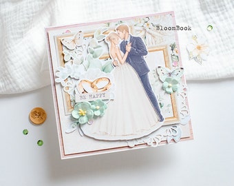 Tarjeta de boda hecha a mano, Tarjeta de boda individual personalizada, Sobre para regalo de dinero, sobre para vale, Tarjeta 3D Scrapbook hecha a mano,