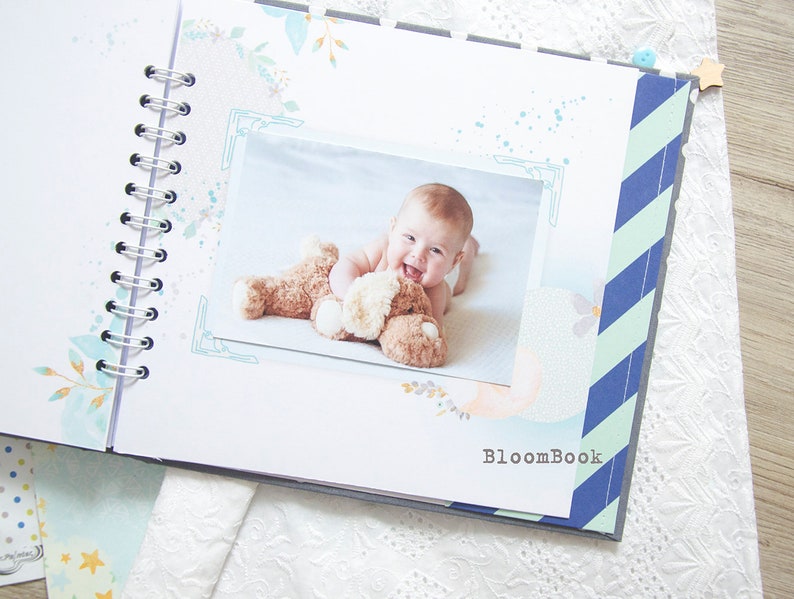 álbum de bebé personalizado, Libro de recuerdos de bebé personalizado para un niño el nacimiento hasta los 1 año, libro de registro de bebé imagen 8