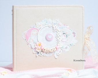 Baby girl photo album, Scrapbooking album, Keepsake baby album, Communion album, Cute baby album, New baby photo album, Pregnancy journal