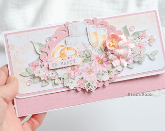 Sobre de boda hecho a mano para regalo de dinero, sobre para vale, tarjeta 3D Scrapbook hecha a mano, tarjeta de boda individual personalizada, tarjeta de novia