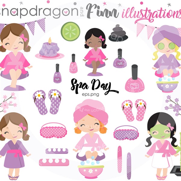 BUY5GET5 Spa clipart, Spa girls clipart, Manicure clipart, Cute Spa Girls clipart, spa, manicure, pamper party, Commercial License Inclu