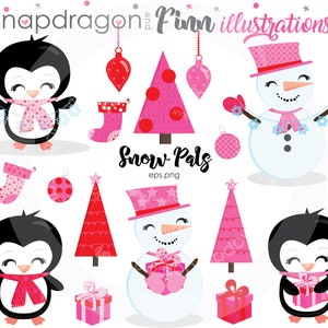 BUY5GET5 Christmas clipart, Cute Snowman clipart, Cute Penguin clipart,  Snowmen clipart, stocking, Christmas tree, Christmas Penguin