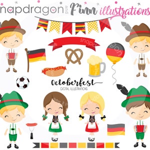 BUY5GET5 Octoberfest clipart, German clipart, German kids clipart, Cute Octoberfest clipart, Octoberfest graphics, German girl, German Boy