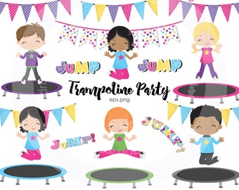 BUY5GET5 Trampoline clipart, Trampoline Party clipart, Jump clipart, Trampoline clip art, Trampoline kids clipart, Jumping kids