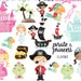 Princess and Pirate clipart, Pirate and Princess clip art, watercolor princess, watercolor pirate graphic - Commercial License Included