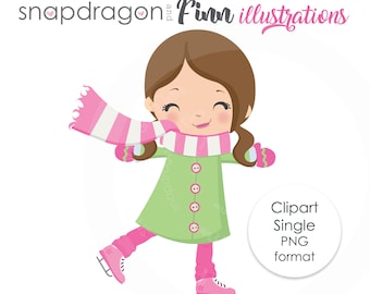 Girl Ice Skating Clipart, ice skater digital clipart, girl skating clipart, winter clipart,