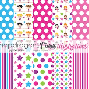 BUY5GET5 Gymnastik Digital Papers, Gymnast Digital Papers, Gymnastik Mädchen Turnerin - Kommerzielle Lizenz inklusive