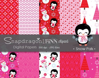 BUY5GET5 Snowman Papers, Snowmen Papers, Penguin Papers, Christmas Papers,  Christmas Tree Papers, Digital Papers,