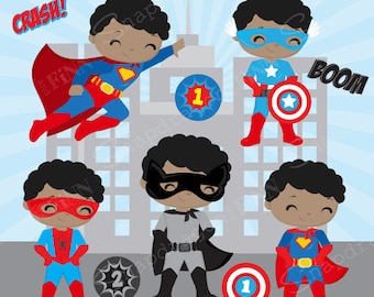 BUY5GET5 Superhero boys clipart, Superhero vector clipart, Hero clipart, boy Superhero, superhero kids, digital clip art - V3