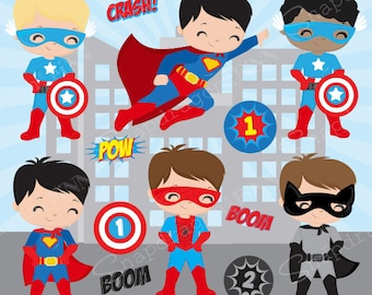 BUY5GET5 Superhero boys clipart, Hero clipart, Superhero vector clipart, boy Superhero, superhero kids, digital clip art, Commercial License