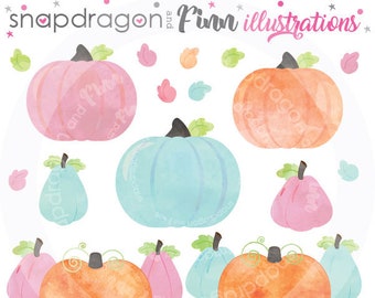 BUY5GET5 Pastel Pumpkin Clip Art, Watercolor Pumpkin Clip Art, Watercolor Fall clip art, Commercial License Included