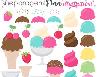 BUY5GET5 Ice Cream Clipart, Make Your Own Ice Cream clip art, Ice Cream Cone, Sundae clipart, polka dot digital papers,