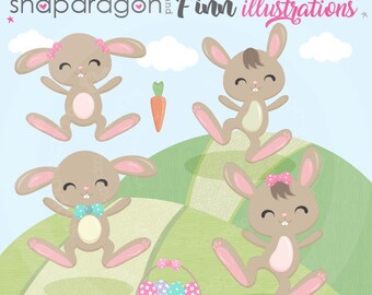 BUY5GET5 Easter Bunny Clipart, Easter Clipart, Cute Bunny clipart, Bunny Digital Papers, Easter Digital Papers, Commercial License Included