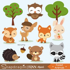 BUY5GET5 Woodland clipart, Forest Animal clipart, Baby Animal clipart, Animals, deer, bunny, owl, squirrel, forest,