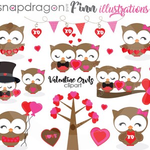 BUY5GET5 Valentine Clipart, Valentine Owls clipart, Valentine Clip Art, valentines day, Valentine graphics, Valentine Paper