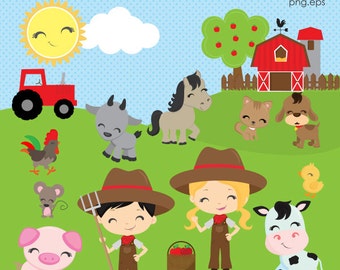 Farm clip art | Etsy