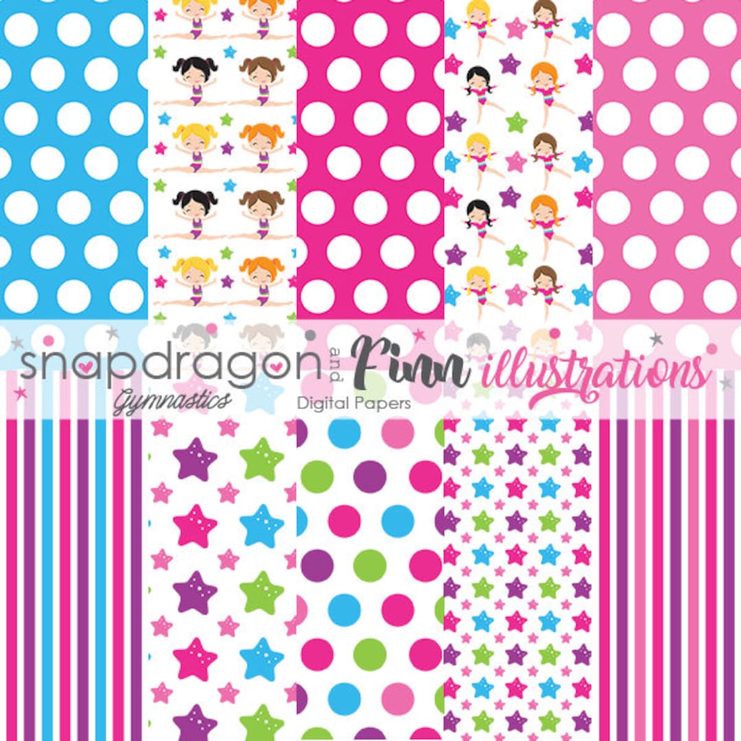 BUY5GET5 Gymnastics Digital Papers, Gymnast Digital Papers, Girl ...