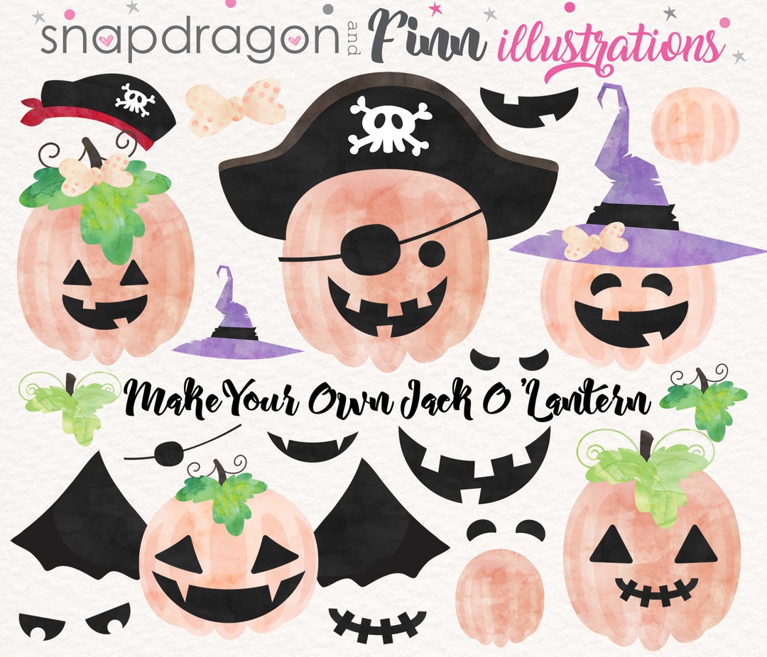 BUY5GET5 Make Your Own Jack O' Lantern Clip Art, Pumpkin Clipart, Fall ...