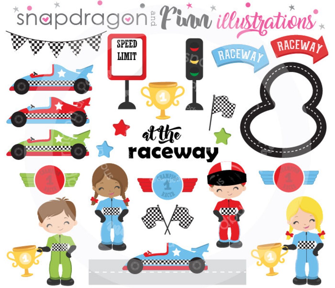 BUY5GET5 Racing Clipart, Race Car Clipart, Race Car Driver Clipart