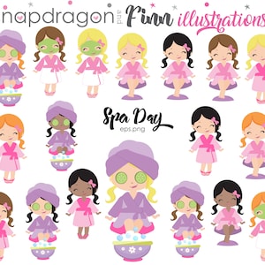 BUY5GET5 Spa clipart, Spa girls clipart, Manicure clipart, Cute Spa Girls clipart, spa, manicure, pamper party, Commercial License Inclu image 3