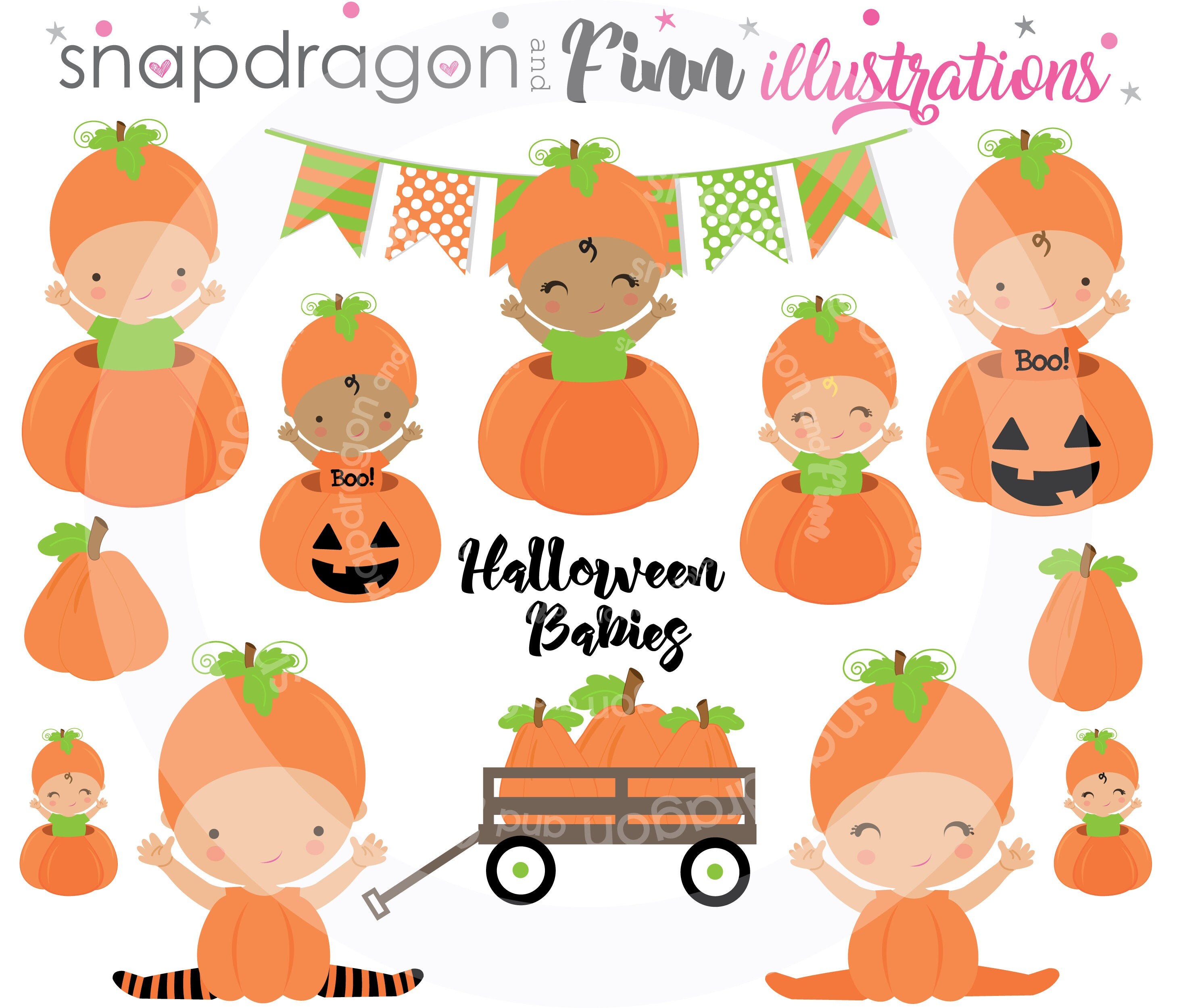 BUY5GET5 Halloween Baby Clipart Fall Baby Clipart Pumpkin | Etsy