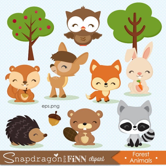 Buy5get5 Woodland Clipart Forest Animal Clipart Baby Animal Etsy