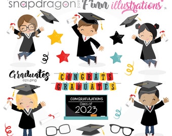BUY5GET5 Imágenes prediseñadas de graduación, Imágenes prediseñadas de graduación, Fin de la escuela, Niños de graduación, Papeles de graduación, Papeles de estrellas, Licencia comercial incluida
