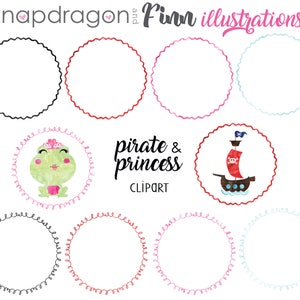 BUY5GET5 Princess and Pirate clipart, Pirate and Princess clip art, watercolor princess, watercolor pirate graphic image 4