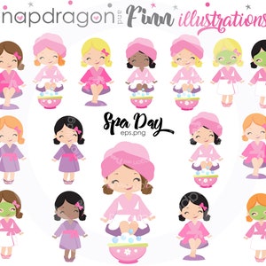 BUY5GET5 Spa clipart, Spa girls clipart, Manicure clipart, Cute Spa Girls clipart, spa, manicure, pamper party, Commercial License Inclu image 2